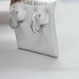 Brand New  Sterling Silver 925 cz stones huggie Earrings